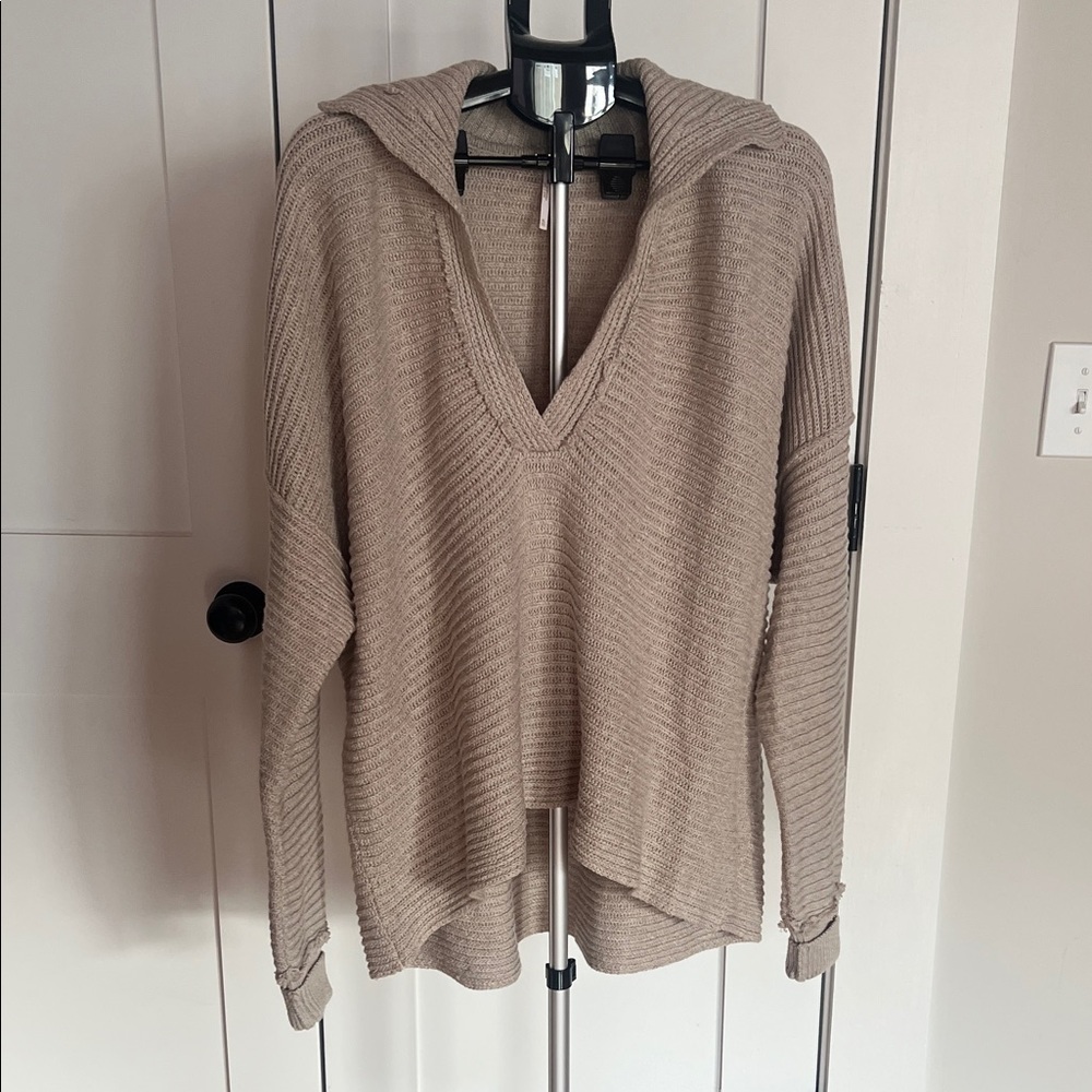 Free People Taupe V-Neck Sweater - Picture 3 of 3
